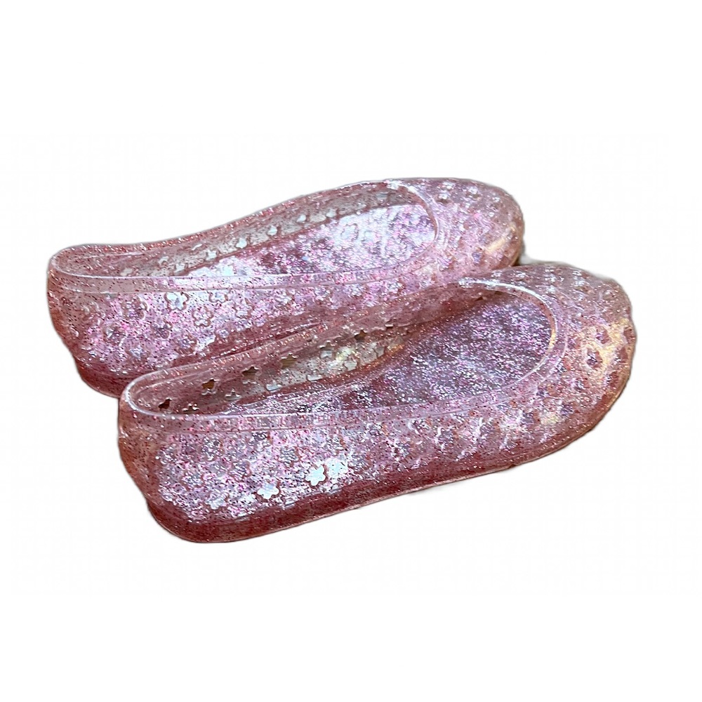 Old Navy pink glitter slip on jelly shoes girls size 3